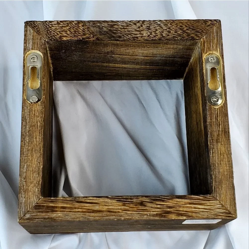 🔺️NWT The Container Store Brown Rustic Wood Square Display Shelf